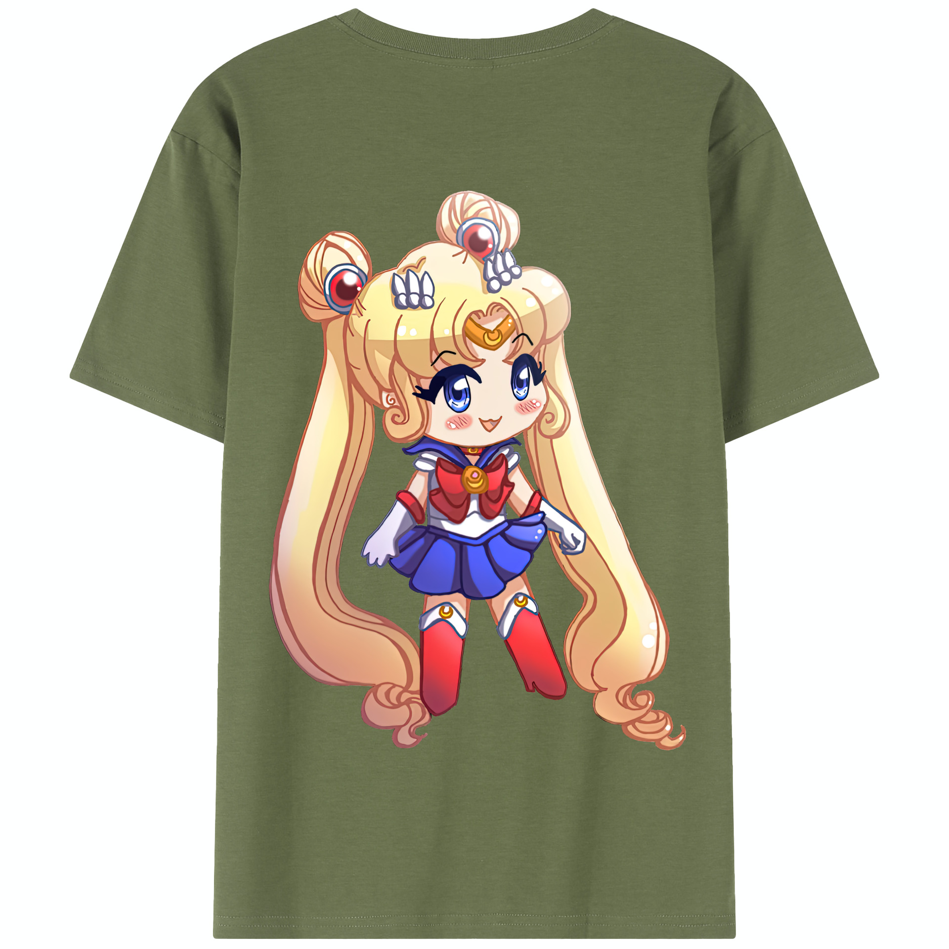 （画像用） 美少女戦士セーラームーン 月野 うさぎ つきの うさぎ Sailor Moon Tsukino Usagi 綿100％半袖Tシャツ（背面プリント）